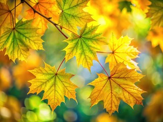 Obraz premium Capture the fall season's beauty with this portrait, showcasing rich maple foliage and a dreamy blur.