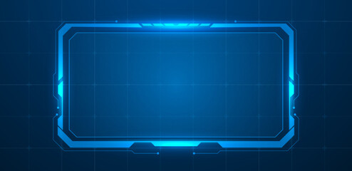 Digital screen or technology box blue light interface vector editable	