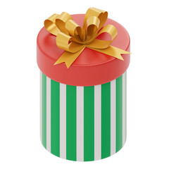 red gift box 3d icon in cartoon plastic style minimal isolated on transparent white background, clipping path