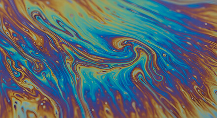 Naklejka premium Iridescent Surface Creates Mesmerizing Patterns with Light Refraction and Color