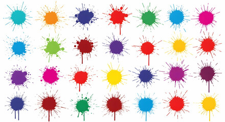 Obraz premium Abstract Colorful Paint Splatters Vector Illustration On White Background