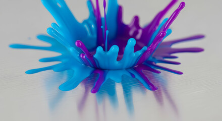 Obraz premium Harmonious Splash: An Artistic Collision Of Vibrant Blue And Purple Paint