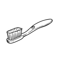 Simple toothbrush illustration perfect for dental hygiene brochures.  Clean toothbrush design shows bristles and handle detail.