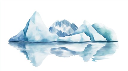 Jokulsarlon Glacier Lagoon. Jokulsarlon Glacier Lagoon hand drawn watercolor illustration