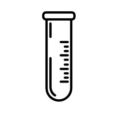 Test tube with measurement markings. Laboratory glassware, clear glass cylinder, scientific equipment.  This simple illustration is perfect for medical websites, ophthalmology brochures,