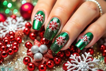 Celebrate the season with dazzling snowflake nail art; perfect winter holiday manicure ideas.