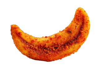 Studio shot of a fried plantain tostones with spices on a black background