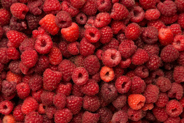 Fresh Raspberries Close-Up Background – Juicy Red Fruit Texture for Natural and Healthy Design


