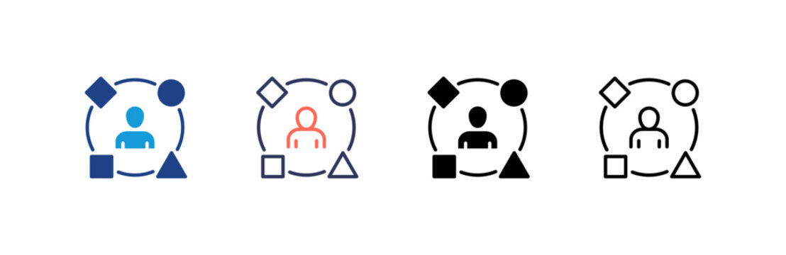 Diversity icon set multiple style collection