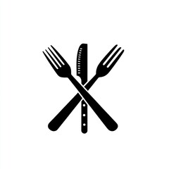 Naklejka premium Crossed cutlery silhouette