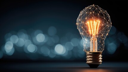 Glowing lightbulb with network connections abstract idea