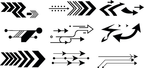 Black arrow set collection simple directional vector icons for graphic design 