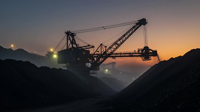 Coal mining machine at dawn