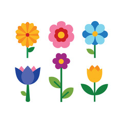 A set of colorful various flowers vector art illustration