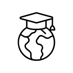 Globe with graduation cap icon vector illustration