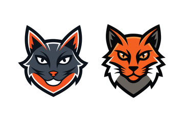 Set of cat head mascot logo vector illustration