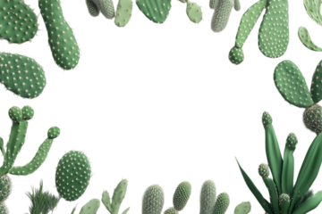 Green cactus frame on black background