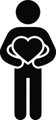 Person Holding Heart Silhouette &ndash; Love and Care Icon Set Human Heart Gesture Silhouette &ndash; Kindness and Emotion Vector Design