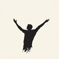 Silhouette of a man with arms raised, celebrating