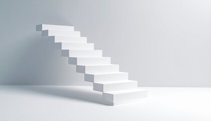Modern Minimalist White Staircase Ascending to Success Growth.