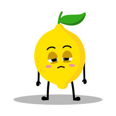 Cute Hand Drawn Sleepy Lemon with Heavy Eyes