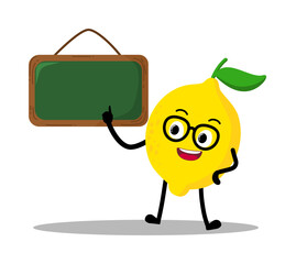 Cute Hand Drawn Lemon Teacher explain Blackboard