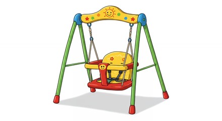Colorful childrens swing illustration