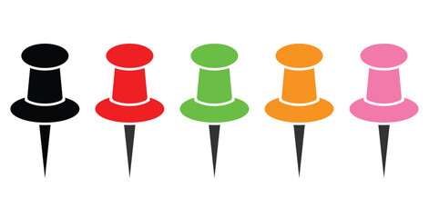 Push pin icon. Paper clip symbol vector.