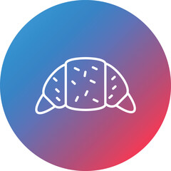 Croissant Line Gradient Circle Background Icon