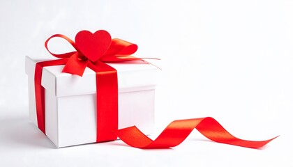Minimalist Gift Box with Heart-Shaped Bow on Clean Background