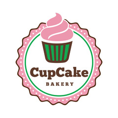 Cupcake Badge Logo Vector