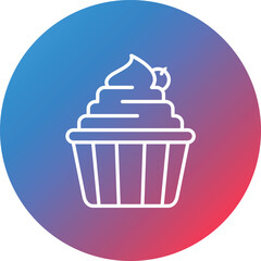 Cupcake Line Gradient Circle Background Icon