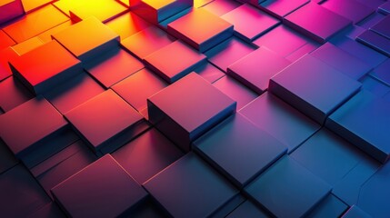 Abstract geometric pattern of layered cubes in vibrant colors