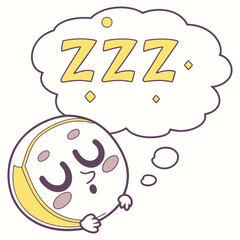 Bright yellow vector emoji of a sleeping face with closed eyes and 'zzz' symbols floating above its head. Represents being tired, sleepy, asleep, or bored.