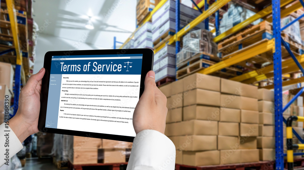 Poster online term of service conditions showing brisk rules and regulations in using the website on device