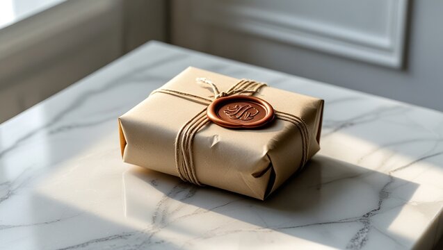 Thoughtful Present: Handmade Gift with Unique Copper Wax Seal on Marble