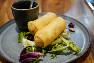 Po Pia Tawd ( crispy Thai spring rolls stuffed with rice vermicelle and vegetables) from authentic...
