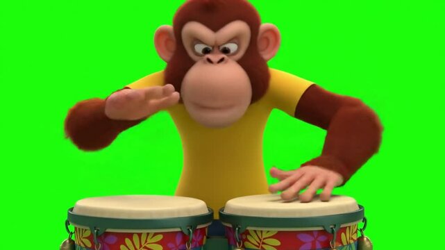 Animated monkey playing conga drums
