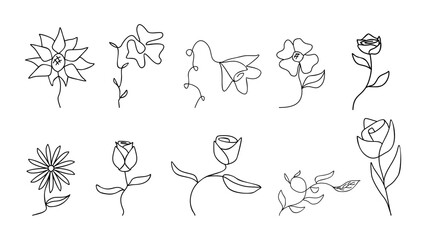 Obraz premium black and white flowers set