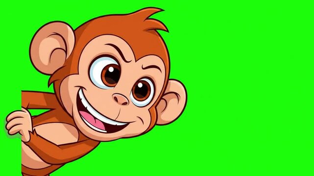 Cartoon monkey peeking from corner