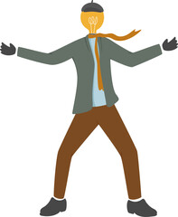 Anthropomorphic Lightbulb Person Illustration