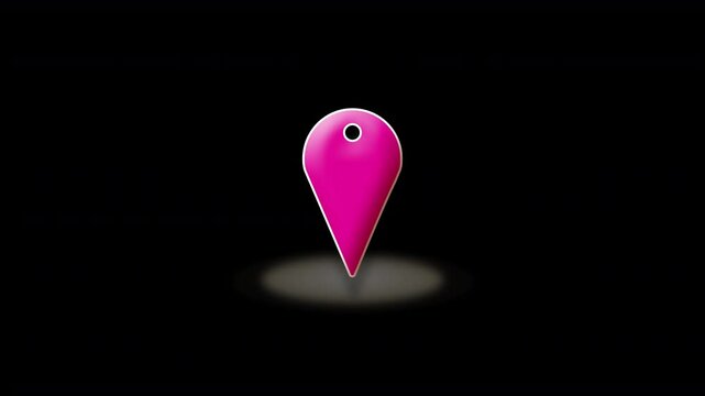 Pink Map pin pointer indication marker with semi transparent expanding radar ping base graphic element with a clear transparent invisible background suitable for overlaying over maps and graphics