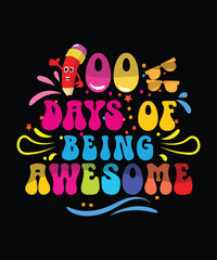 100 Days of Being Awesome Graphic Design Vector Illustration for Kids, Students, Teachers, Education Celebration, School Events, Learning, Fun, Colorful School Celebration Poster Design