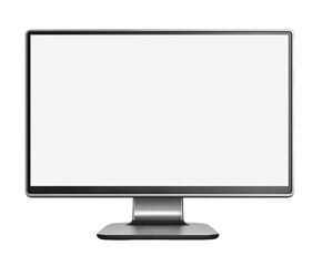Modern Computer Monitor with Blank White Screen Isolated