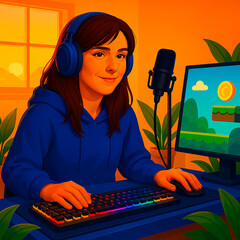 Chica Gaming en su Setup fotorealista