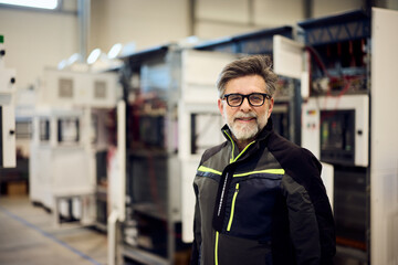 Portrait of Smiling Male Engineer in Industrial Workplace Environment
