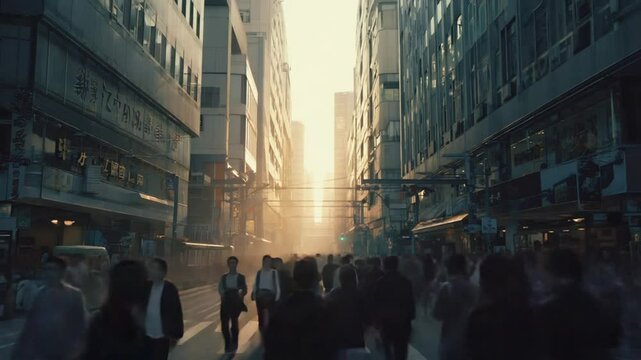 blurred crowd on street time lapse video