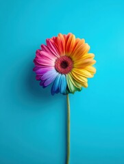 Vertical Rainbow Gerbera Representing LGBTQ Pride and Diversity
