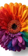 Close-Up of Rainbow Gerbera with Water Drops – LGBTQ Pride Support
