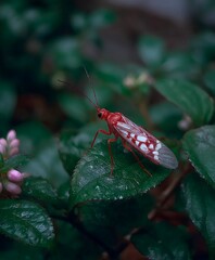 a red bug on a leaf